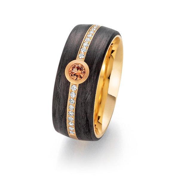 FISCHER Trauring Carbon & Apricotgold  FASHIONISTA 23-01570-080 - Trauringmacher