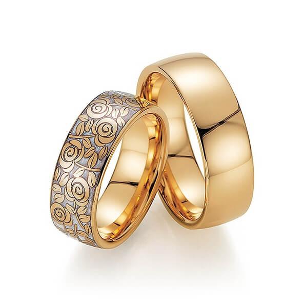 FISCHER Trauringe Apricotgold & Keramik IN VOLLER BLÜTE 38-07492-070 - Trauringmacher