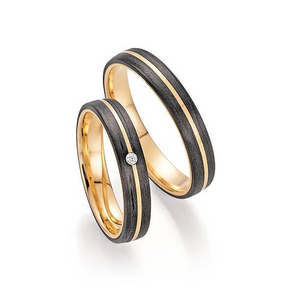 FISCHER Trauringe Carbon & Apricotgold  FRENCH LOVE 23-01340-040 - Trauringmacher
