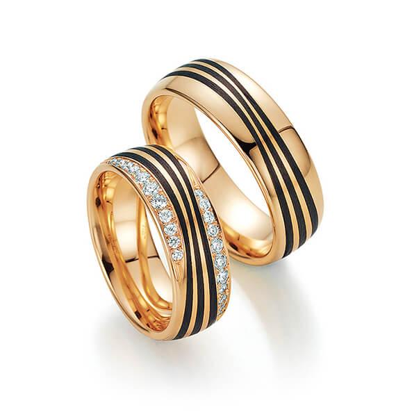 FISCHER Trauringe Carbon & Apricotgold  ROYAL TREASURE 23-01250-070 - Trauringmacher
