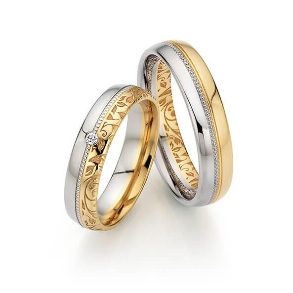 FISCHER Trauringe Grau/- Apricotgold RANKENZAUBER 38-07666-050 - Trauringmacher