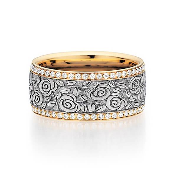 FISCHER Trauringe Platin & Rosegold BLÜTENPRACHT 38-07297-090 - Trauringmacher