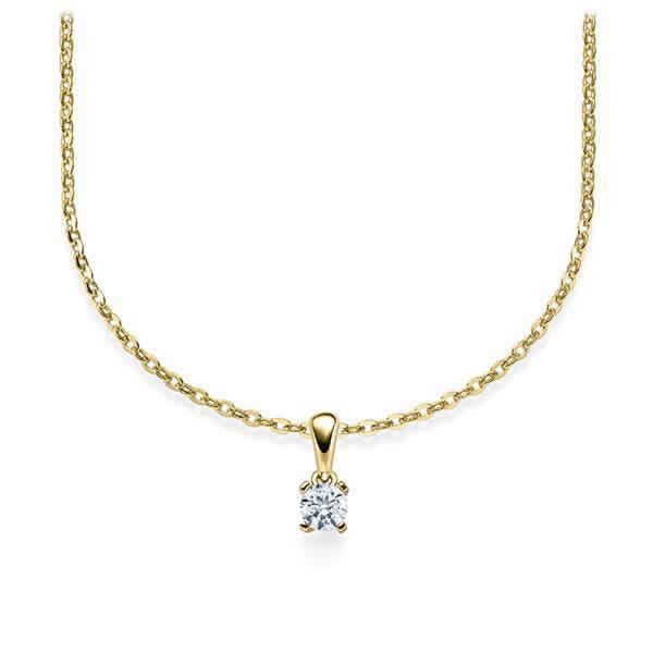 Kette mit Anhänger Gelbgold 585/-14ct mit Diamant 0.15ct | HABITI - Trauringmacher München