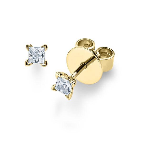 Ohrstecker Gelbgold 585/- 14ct mit Diamanten zus. 0.20ct | PRINCESS - Trauringmacher München