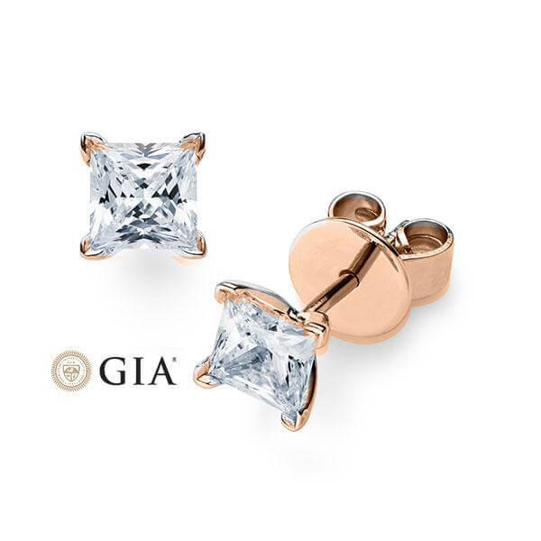 Ohrstecker Rosegold 585/- 14ct mit Diamanten zus. 0.60ct | PRINCESS - Trauringmacher München
