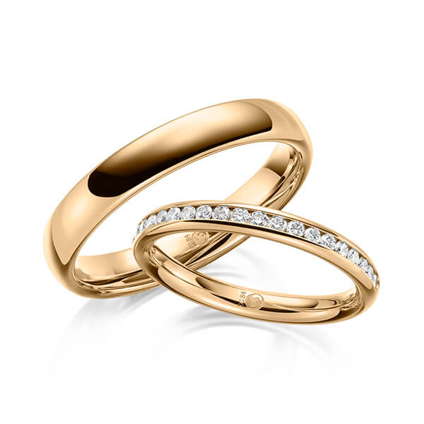 Trauringe Gelbgold mit Diamanten RU-1637-ROSE - Trauringmacher München