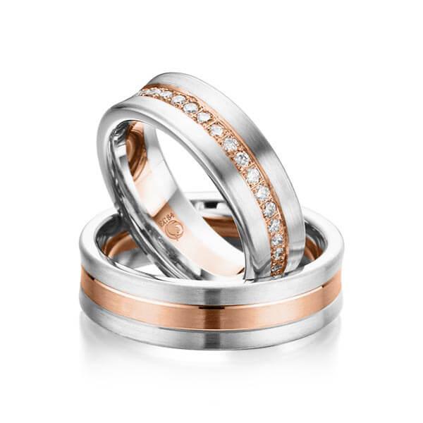 Trauringe Mehrfarbig mit Diamanten RU-1009-WG/RG - Trauringmacher München
