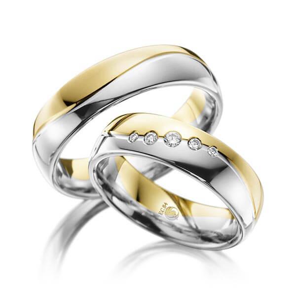 Trauringe Mehrfarbig mit Diamanten RU-1025-WG/GG - Trauringmacher München