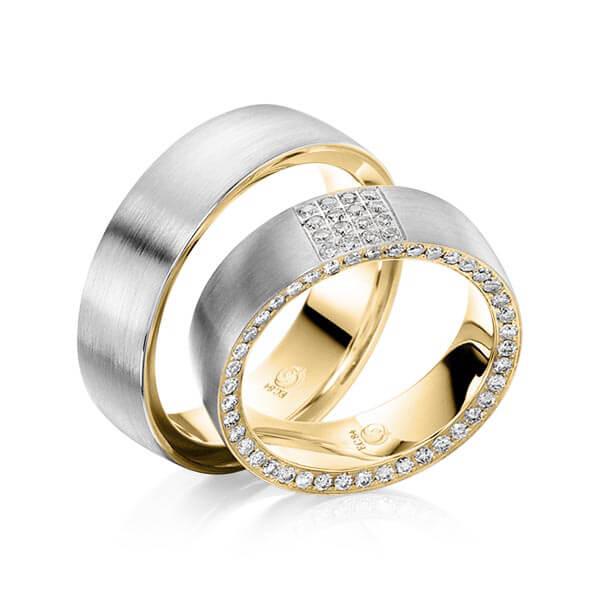 Trauringe Mehrfarbig mit Diamanten RU-1036-WG/GG - Trauringmacher München