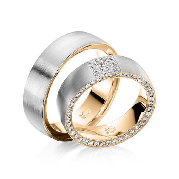 Trauringe Mehrfarbig mit Diamanten RU-1036-WG/ROSE - Trauringmacher München