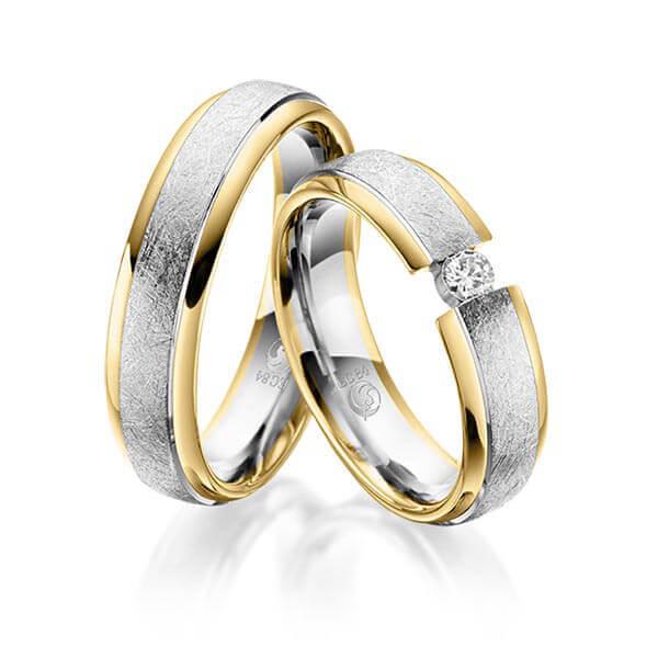 Trauringe Mehrfarbig mit Diamanten RU-1048-WG/GG - Trauringmacher München