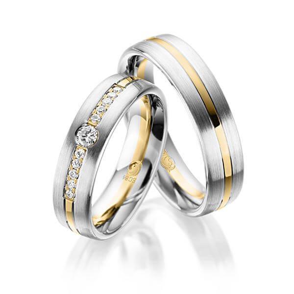 Trauringe Mehrfarbig mit Diamanten RU-1049-WG/GG - Trauringmacher München
