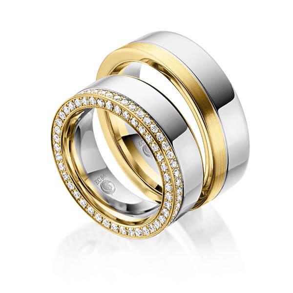 Trauringe Mehrfarbig mit Diamanten RU-1055-WG/GG - Trauringmacher München