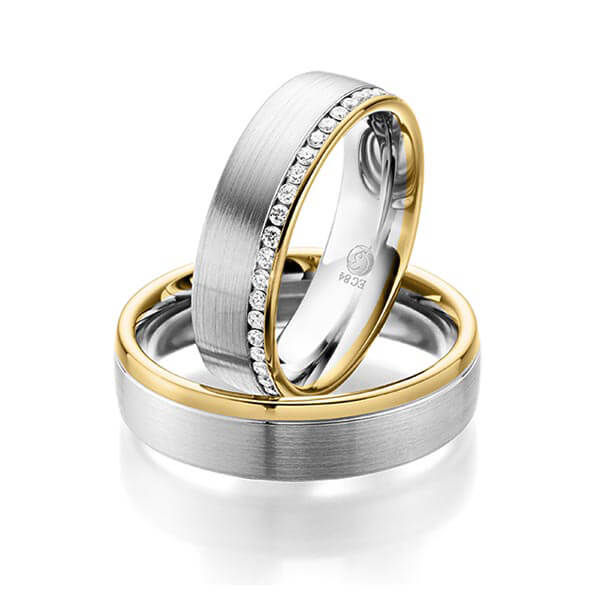 Trauringe Mehrfarbig mit Diamanten RU-1058-WG/GG - Trauringmacher München