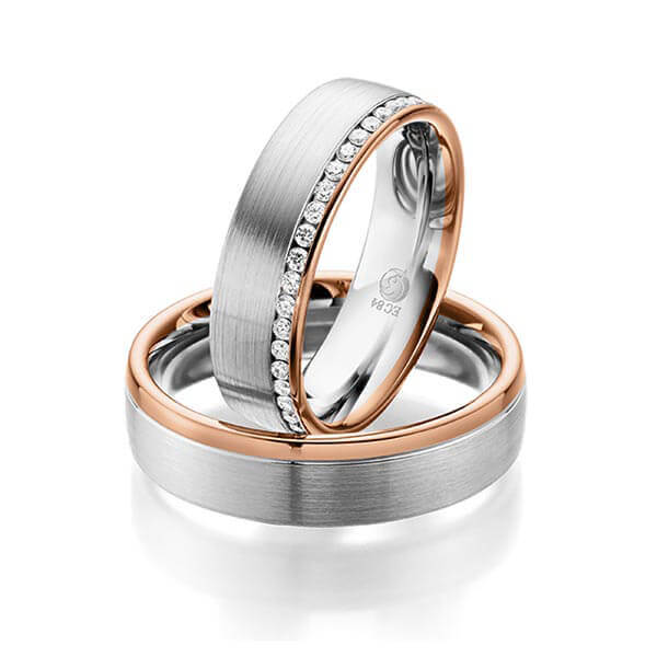 Trauringe Mehrfarbig mit Diamanten RU-1058-WG/RG - Trauringmacher München