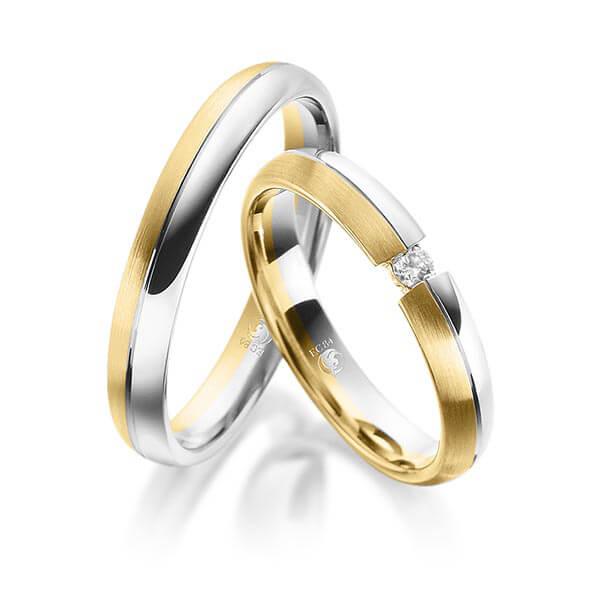 Trauringe Mehrfarbig mit Diamanten RU-1087-WG/GG (PAARPREIS) - Trauringmacher München