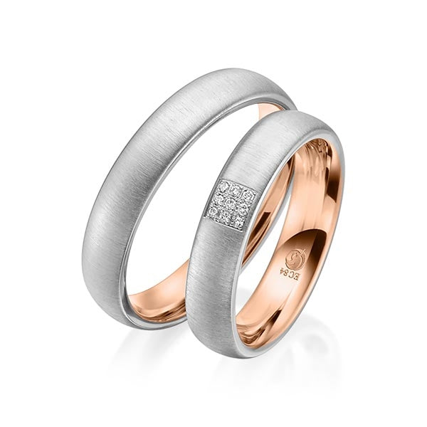 Trauringe Mehrfarbig mit Diamanten RU-1539-PT/RG (PAARPREIS) - Trauringmacher München