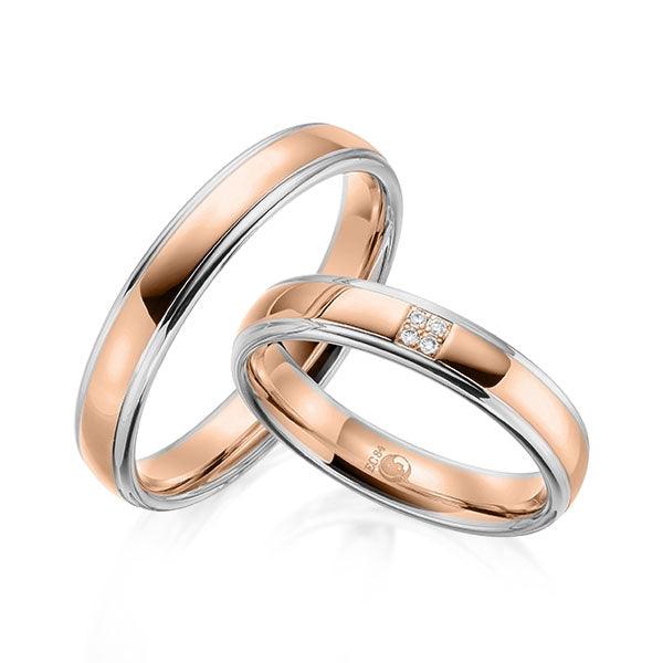 Trauringe Mehrfarbig mit Diamanten RU-1600-PT/RG (PAARPREIS) - Trauringmacher München