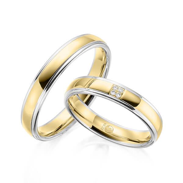 Trauringe Mehrfarbig mit Diamanten RU-1600-WG/GG (PAARPREIS) - Trauringmacher München