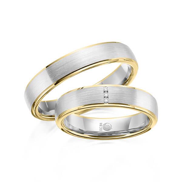 Trauringe Mehrfarbig mit Diamanten RU-1602-WG/GG (PAARPREIS) - Trauringmacher München