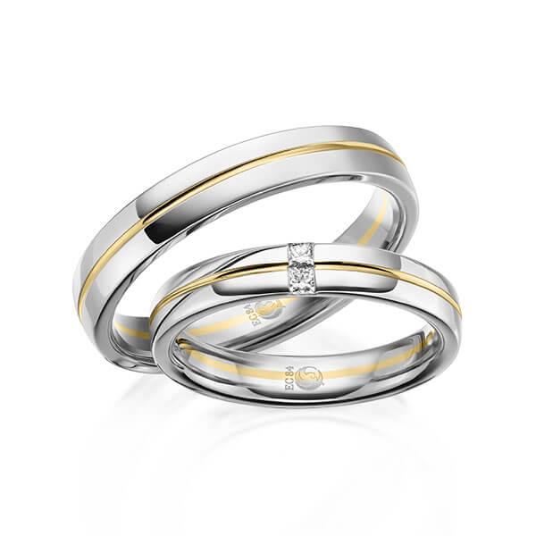 Trauringe Mehrfarbig mit Diamanten RU-1615-WG/GG (PAARPREIS) - Trauringmacher München