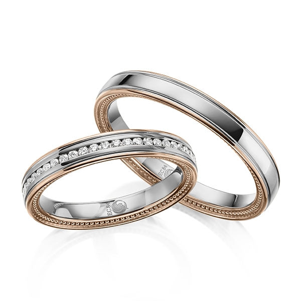 Trauringe Mehrfarbig mit Diamanten RU-1621-PT/RG (PAARPREIS) - Trauringmacher München