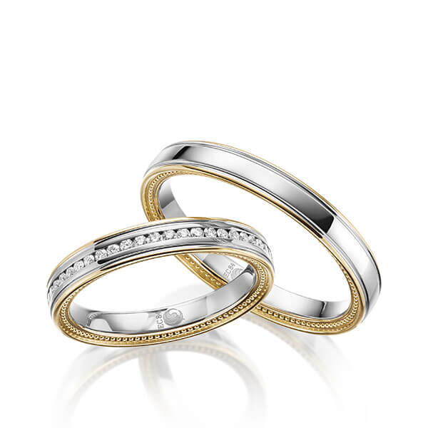 Trauringe Mehrfarbig mit Diamanten RU-1621-WG/GG (PAARPREIS) - Trauringmacher München