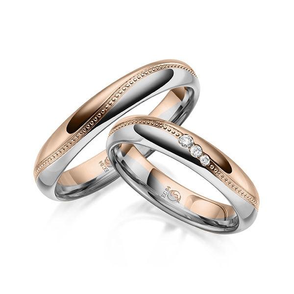 Trauringe Mehrfarbig mit Diamanten RU-1626-PT/RG (PAARPREIS) - Trauringmacher München
