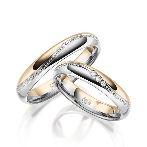 Trauringe Mehrfarbig mit Diamanten RU-1626-WG/GG (PAARPREIS) - Trauringmacher München