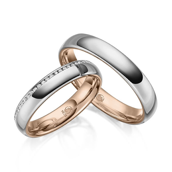 Trauringe Mehrfarbig mit Diamanten RU-1640-PT/RG (PAARPREIS) - Trauringmacher München