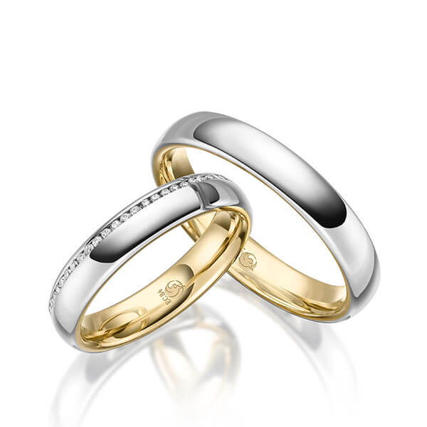 Trauringe Mehrfarbig mit Diamanten RU-1640-WG/GG (PAARPREIS) - Trauringmacher München