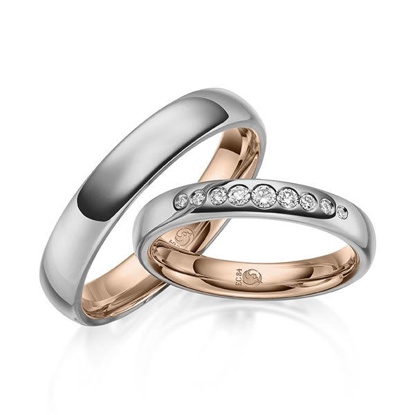 Trauringe Mehrfarbig mit Diamanten RU-1641-PT/RG (PAARPREIS) - Trauringmacher München