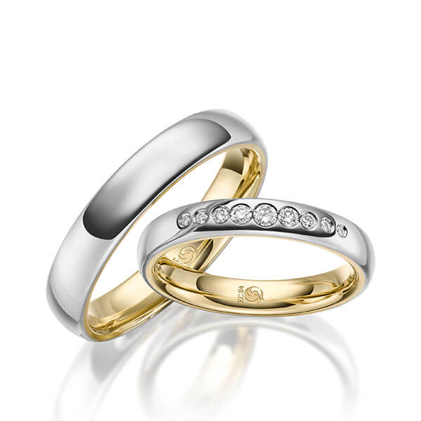 Trauringe Mehrfarbig mit Diamanten RU-1641-WG/GG (PAARPREIS) - Trauringmacher München