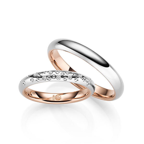 Trauringe Mehrfarbig mit Diamanten RU-1711-PT/RG (PAARPREIS) - Trauringmacher München
