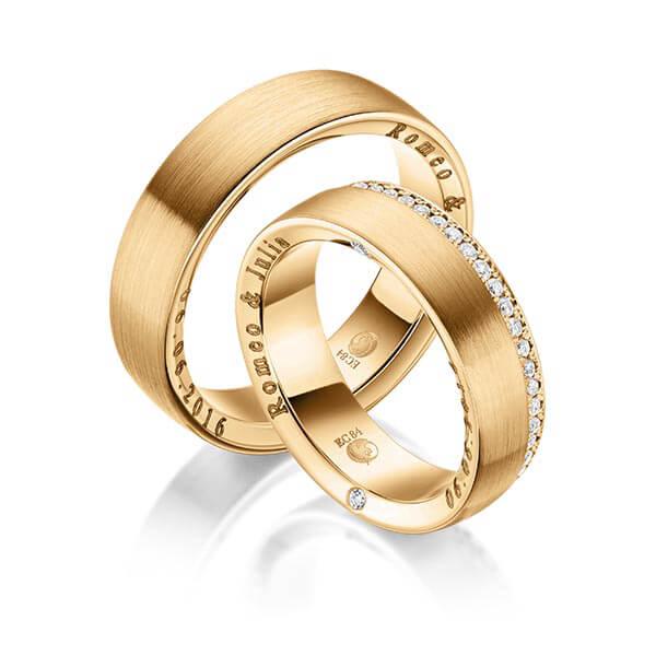 Trauringe Rosegold mit Diamanten RU-1042-ROSE (PAARPREIS) - Trauringmacher München