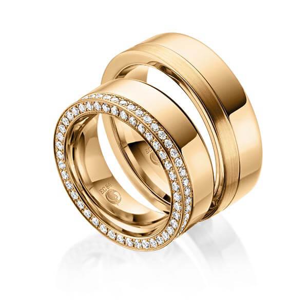 Trauringe Rosegold mit Diamanten RU-1055-ROSE (PAARPREIS) - Trauringmacher München