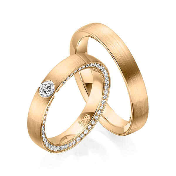 Trauringe Rosegold mit Diamanten RU-1536-ROSE (PAARPREIS) - Trauringmacher München