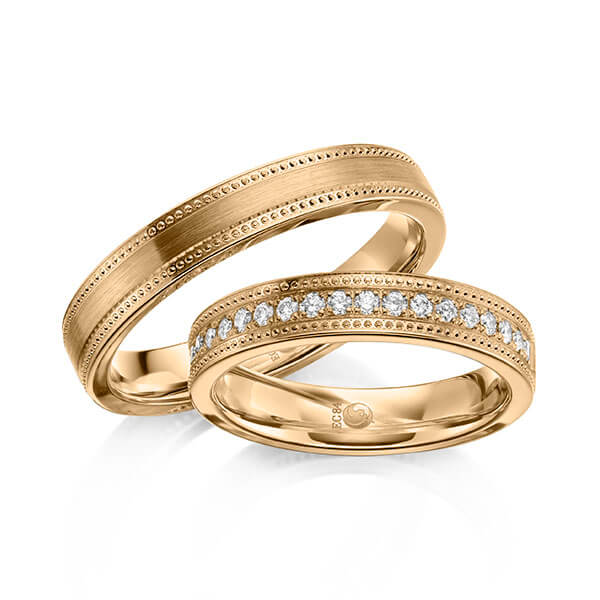 Trauringe Rosegold mit Diamanten RU-1623-ROSE (PAARPREIS) - Trauringmacher München