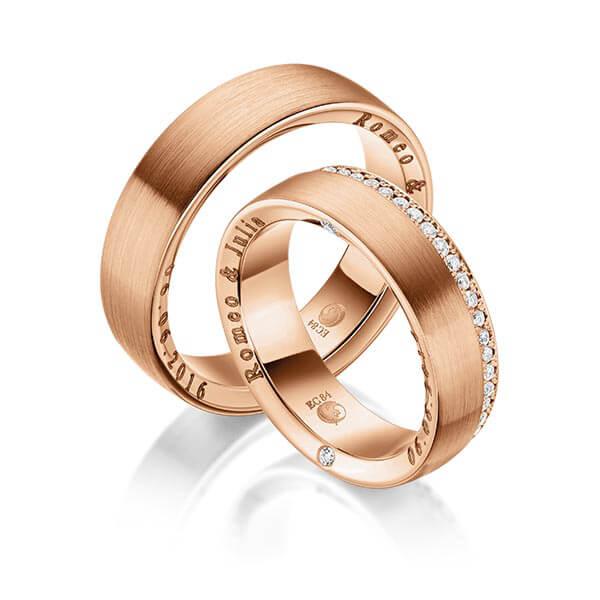 Trauringe Rotgold mit Diamanten RU-1042-RG (PAARPREIS) - Trauringmacher München