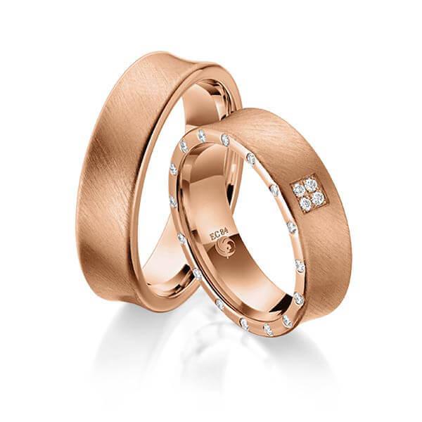 Trauringe Rotgold mit Diamanten RU-1051-RG (PAARPREIS) - Trauringmacher München