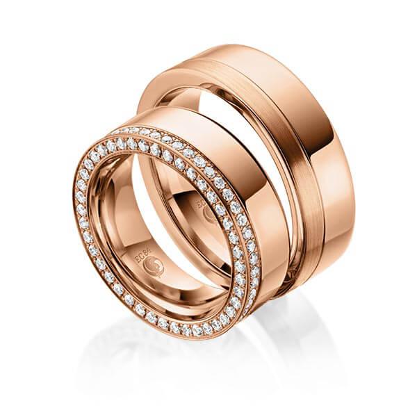 Trauringe Rotgold mit Diamanten RU-1055-RG (PAARPREIS) - Trauringmacher München