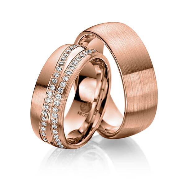 Trauringe Rotgold mit Diamanten RU-1148-RG (PAARPREIS) - Trauringmacher München