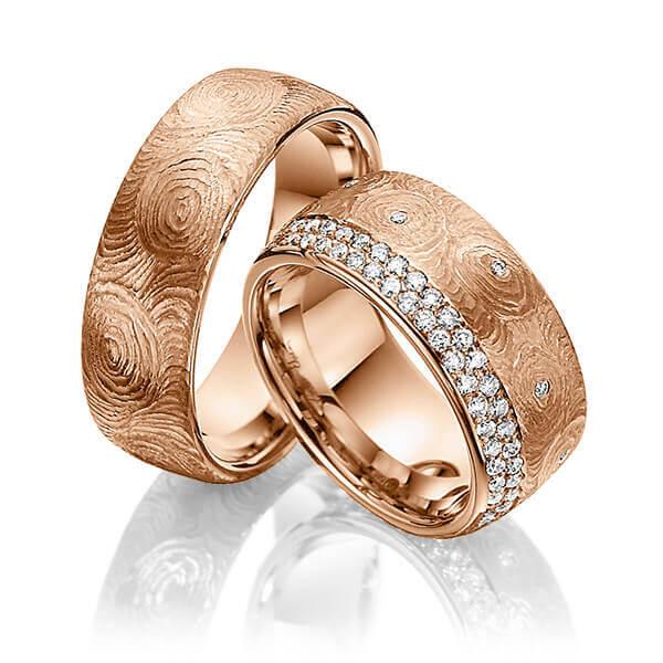Trauringe Rotgold mit Diamanten RU-1423-RG (PAARPREIS) - Trauringmacher München