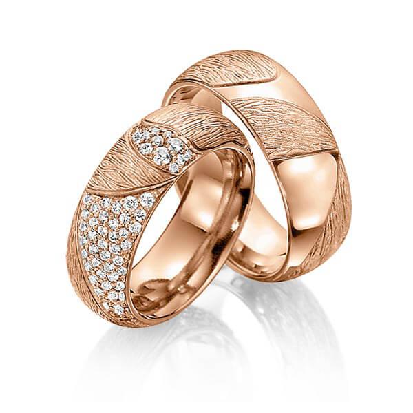 Trauringe Rotgold mit Diamanten RU-1425-RG (PAARPREIS) - Trauringmacher München