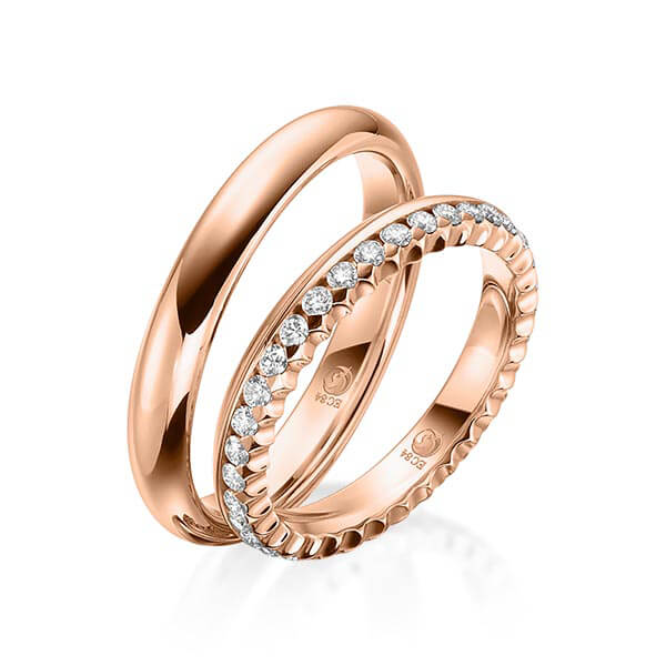 Trauringe Rotgold mit Diamanten RU-1535-RG (PAARPREIS) - Trauringmacher München