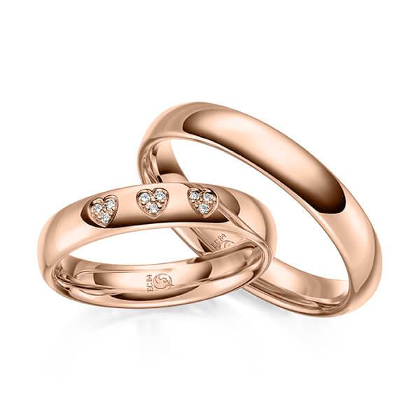 Trauringe Rotgold mit Diamanten RU-1628-RG (PAARPREIS) - Trauringmacher München