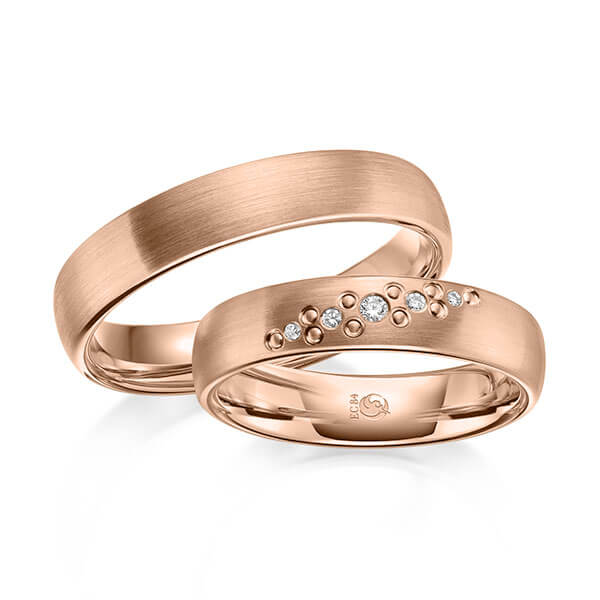 Trauringe Rotgold mit Diamanten RU-1636-RG (PAARPREIS) - Trauringmacher München