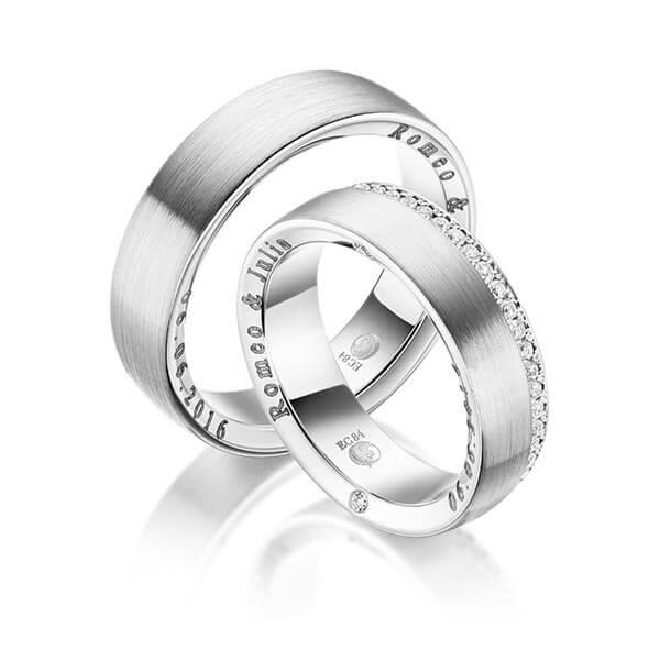 Trauringe Weißgold mit Diamanten RU-1042-WG (PAARPREIS) - Trauringmacher München