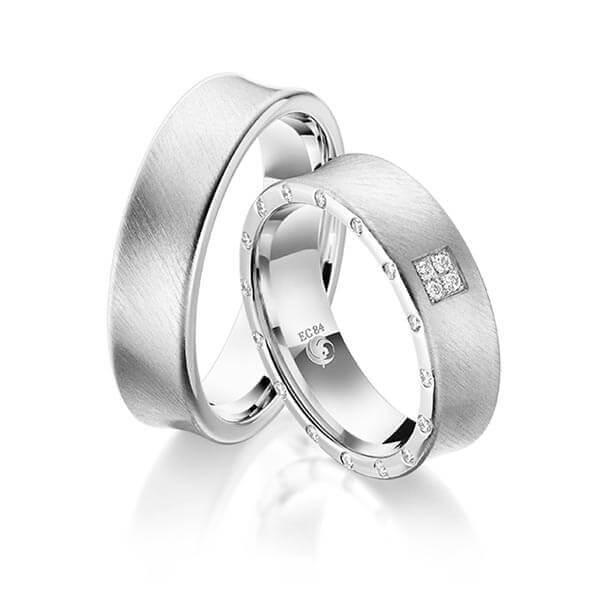 Trauringe Weißgold mit Diamanten RU-1051-WG (PAARPREIS) - Trauringmacher München