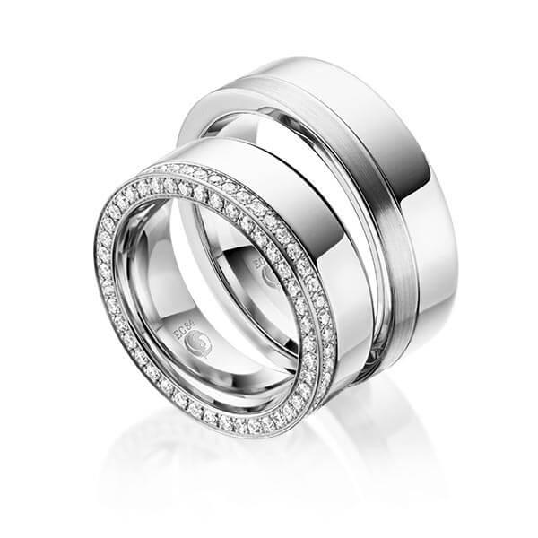Trauringe Weißgold mit Diamanten RU-1055-WG (PAARPREIS) - Trauringmacher München